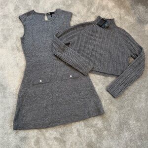 Maje 2-in-1 Heather Gray Knit Mini Dress